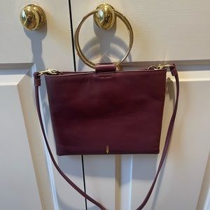 NWOT Suede Convertible Crossbody Purse with Gold Ring Handles